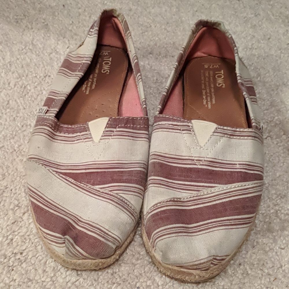 Maroon and Cream Canvas Toms